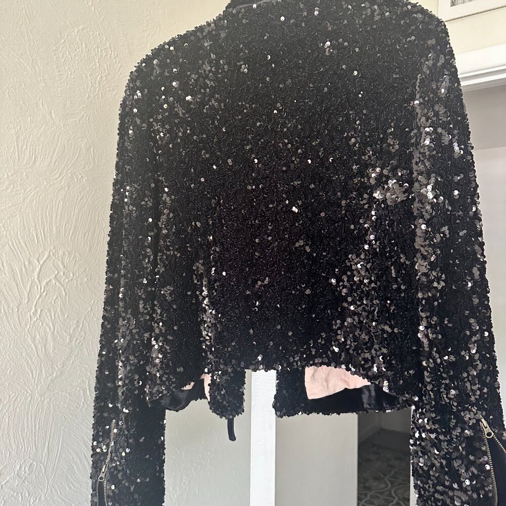 Black sequin moto jacket, NEW With Tags! - Picture 6 of 6